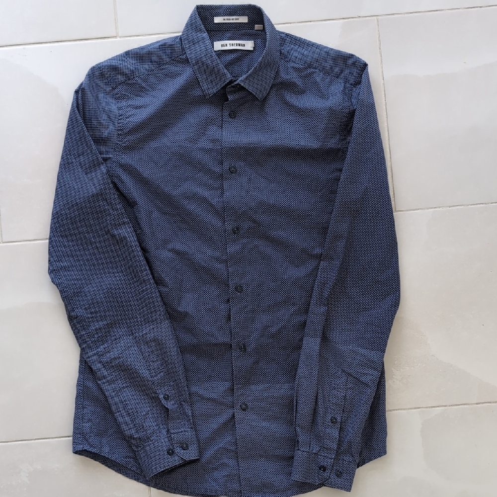 Ben Sherman Navy Blue Polka Dot Button Down Shirt